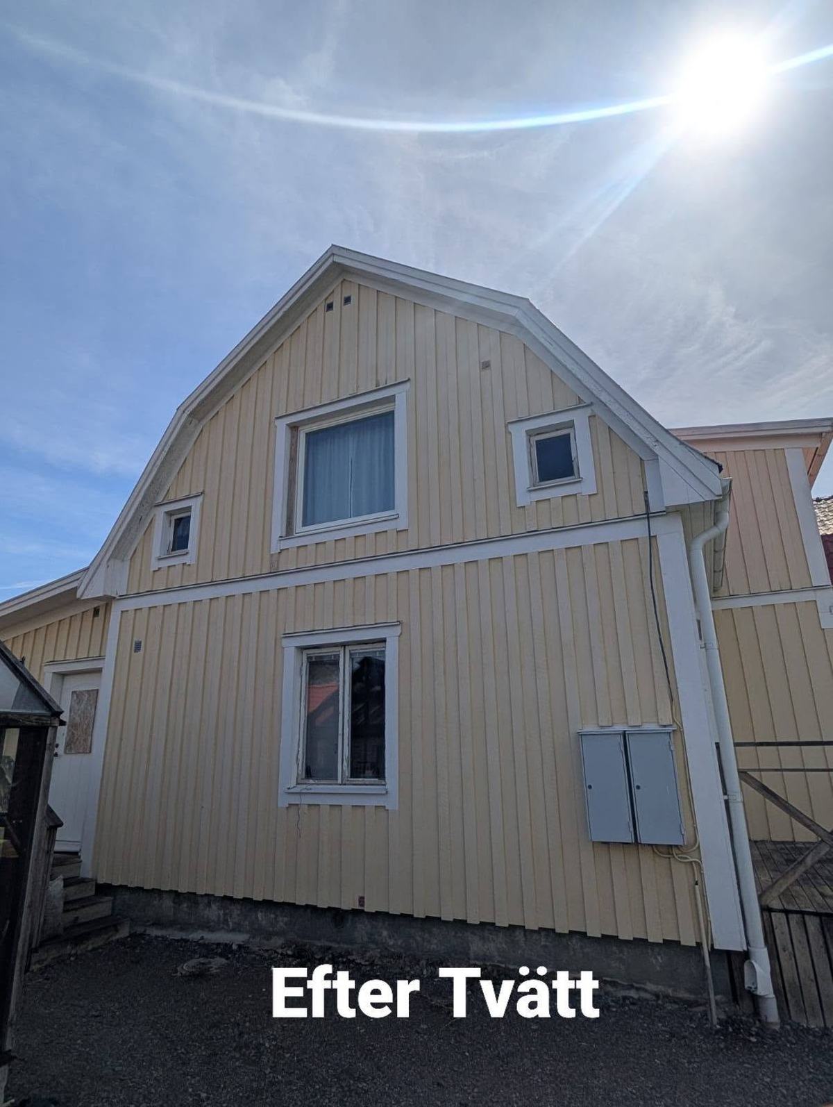 Träfasad efter fasadtvätt